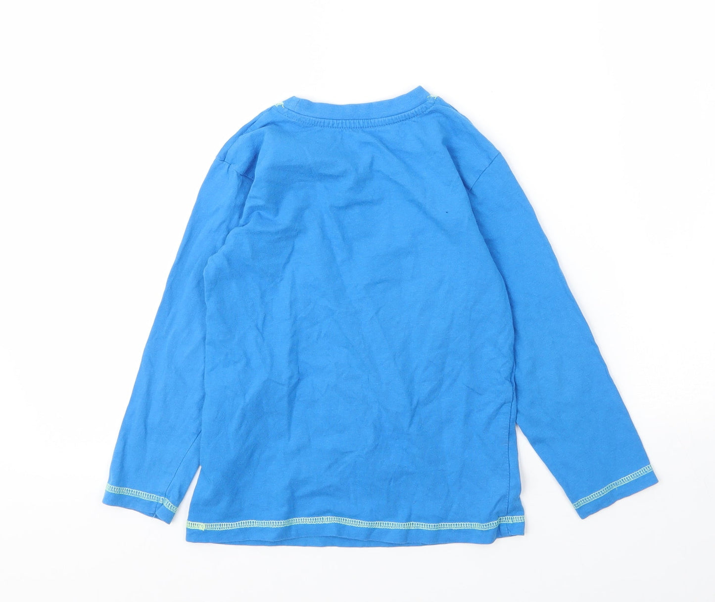Preworn Boys Blue  Cotton Basic T-Shirt Size 6 Years Round Neck  - Dinosaur