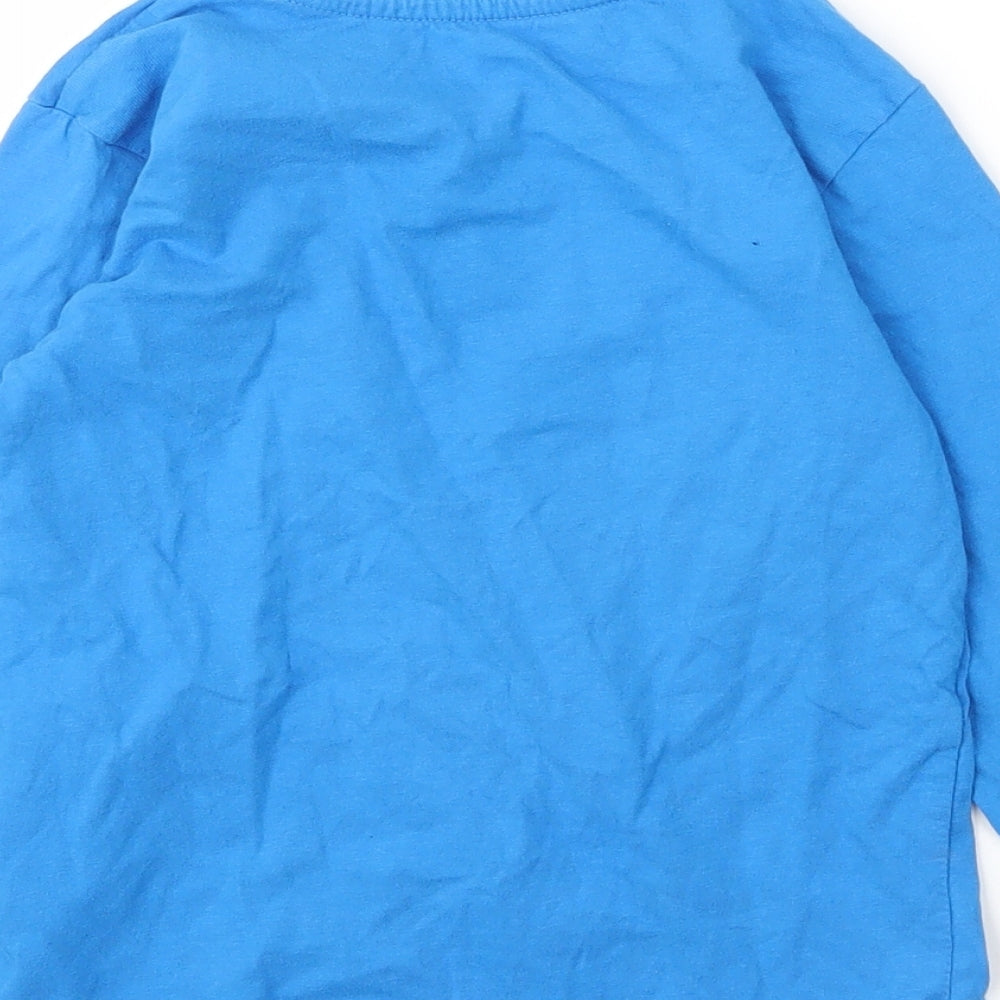 Preworn Boys Blue  Cotton Basic T-Shirt Size 6 Years Round Neck  - Dinosaur