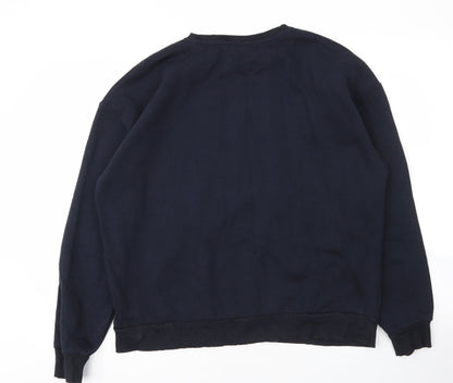 Chelsea Peers Womens Blue Round Neck  Cotton Pullover Jumper Size S