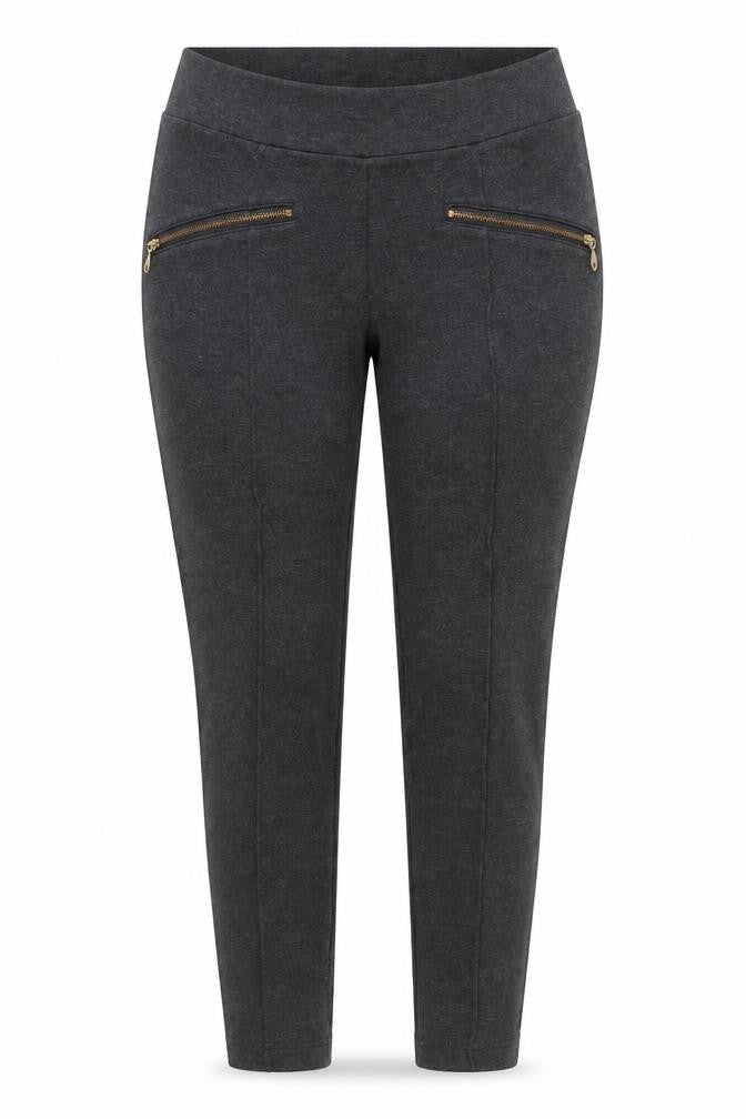 Front view of Papaya women’s grey viscose carrot trousers, size UK 10, 24-inch leg regular