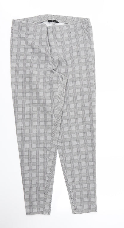 George Womens Grey Houndstooth Cotton Carrot Trousers Size 14 L26 in Regular