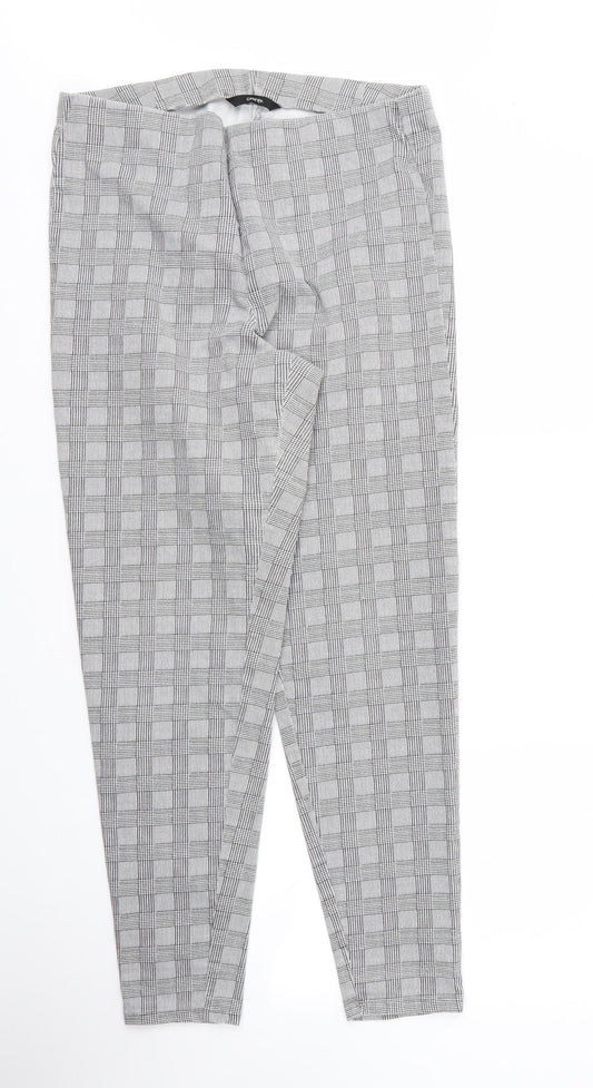 George Womens Grey Houndstooth Cotton Carrot Trousers Size 14 L26 in Regular