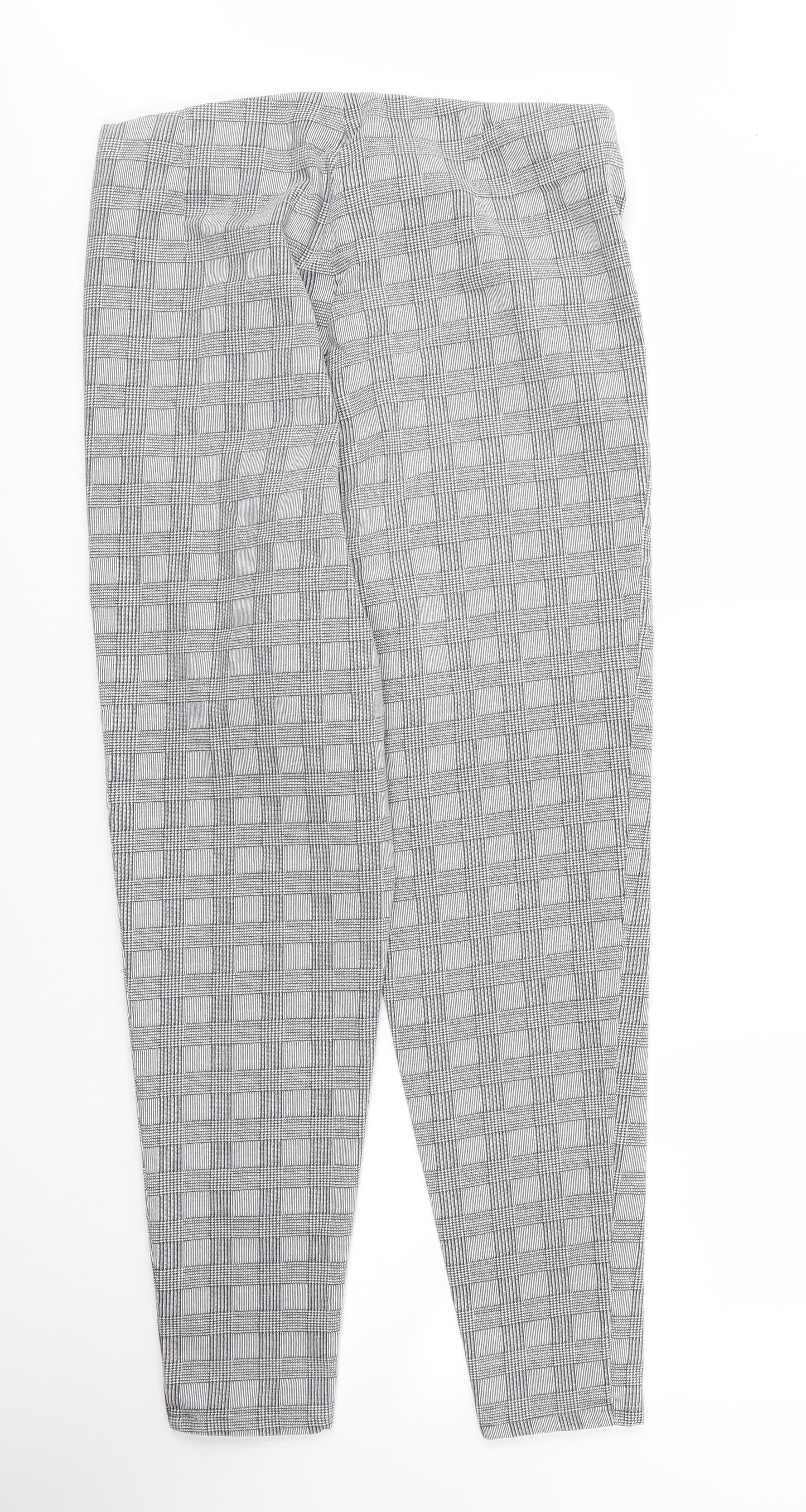George Womens Grey Houndstooth Cotton Carrot Trousers Size 14 L26 in Regular
