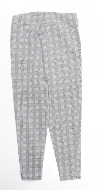 George Womens Grey Houndstooth Cotton Carrot Trousers Size 14 L26 in Regular