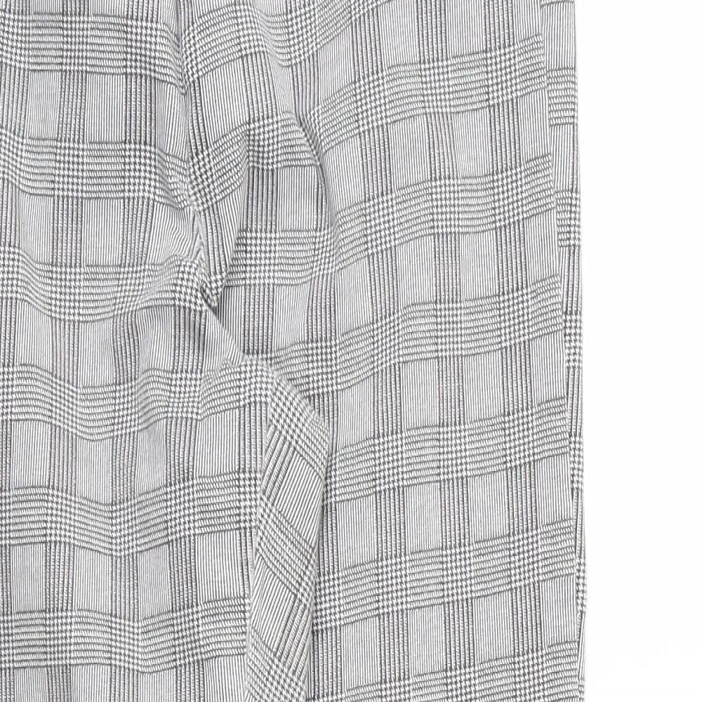 George Womens Grey Houndstooth Cotton Carrot Trousers Size 14 L26 in Regular