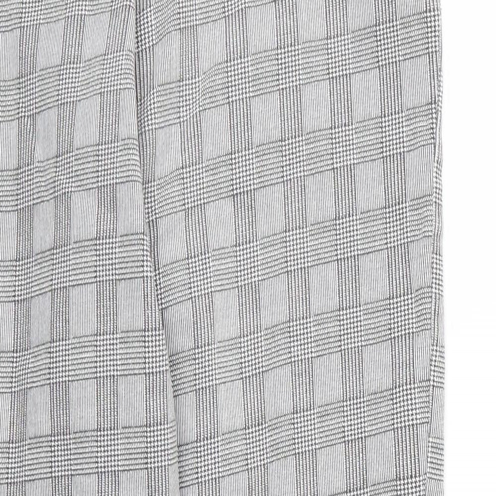 George Womens Grey Houndstooth Cotton Carrot Trousers Size 14 L26 in Regular