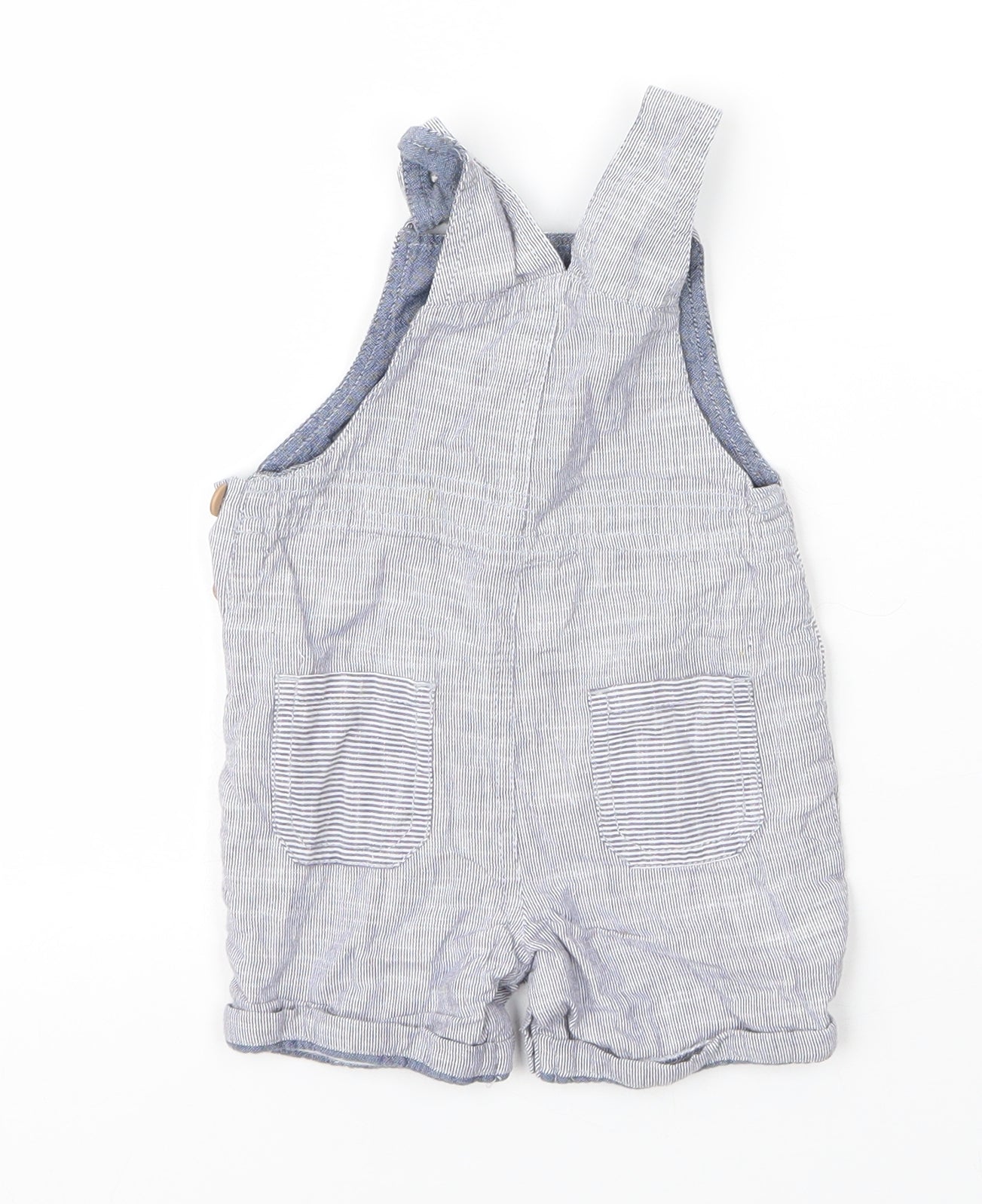 George Boys Blue  Cotton Dungaree One-Piece Size 3-6 Months  Button