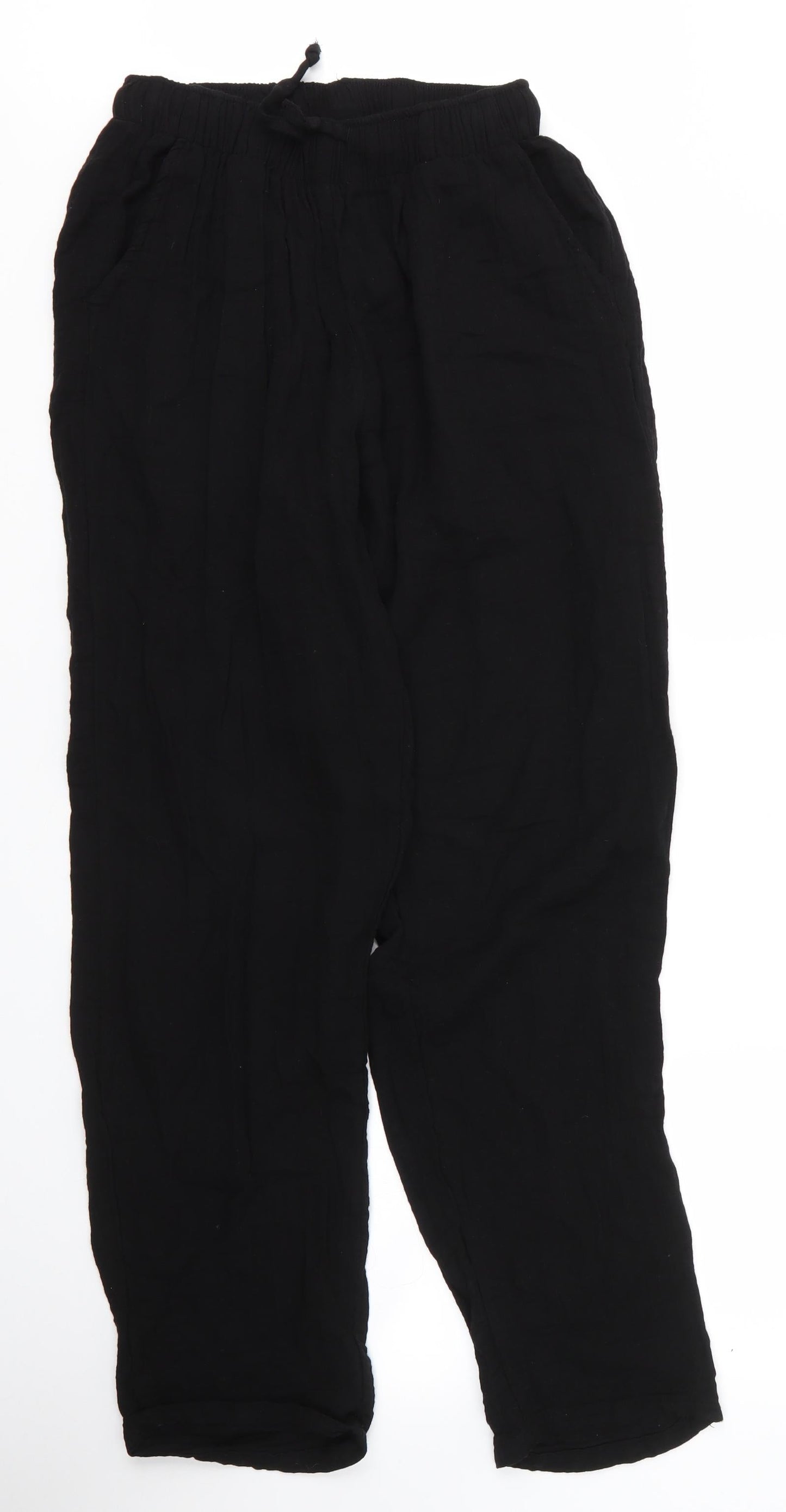 Selcuk Womens Black  Cotton Trousers  Size XL L31 in Regular