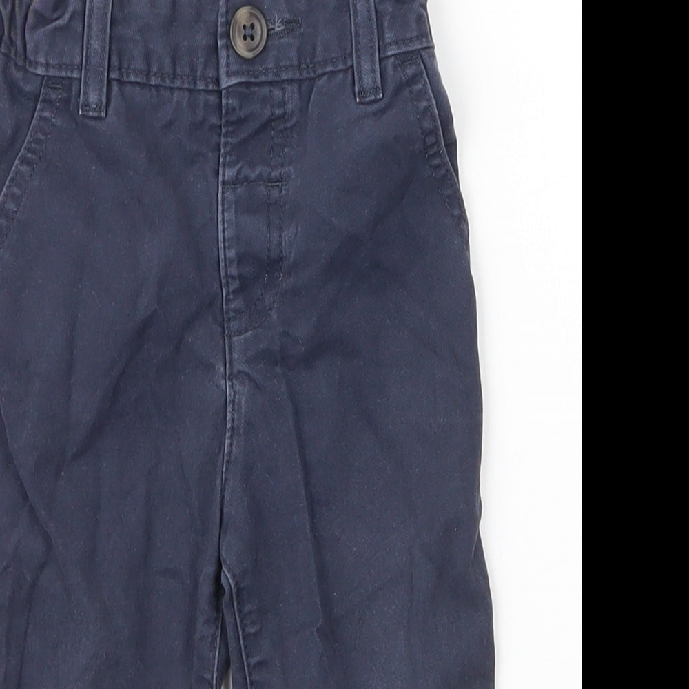 M&S Boys Blue  Cotton Capri Jeans Size 12 Months  Button