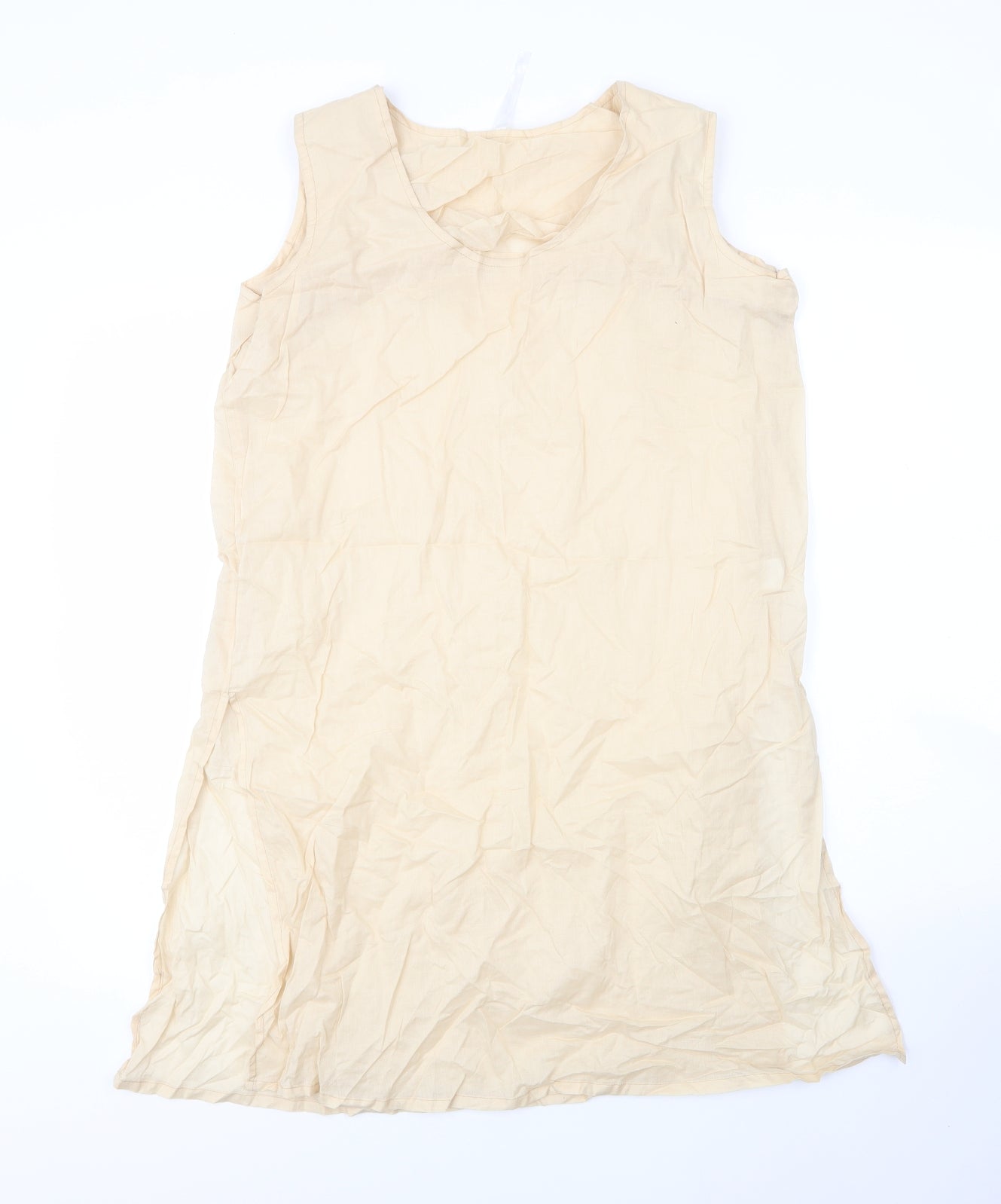 Working Woman Womens Beige  Cotton Shift  Size 12  V-Neck