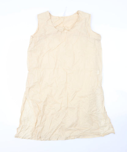Working Woman Womens Beige  Cotton Shift  Size 12  V-Neck