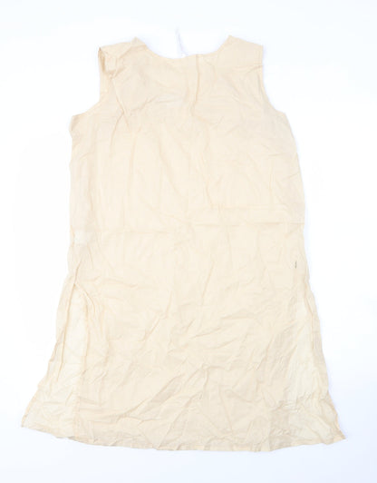 Working Woman Womens Beige  Cotton Shift  Size 12  V-Neck
