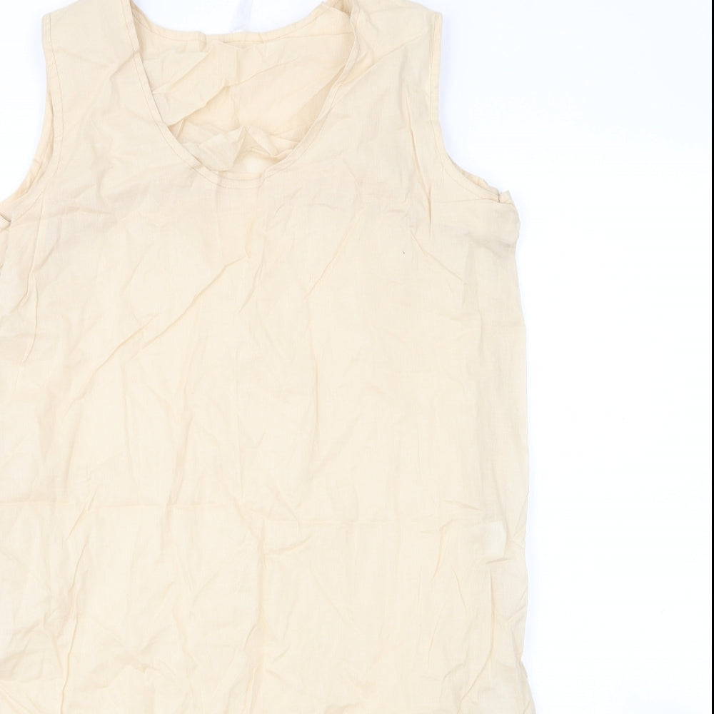 Working Woman Womens Beige  Cotton Shift  Size 12  V-Neck