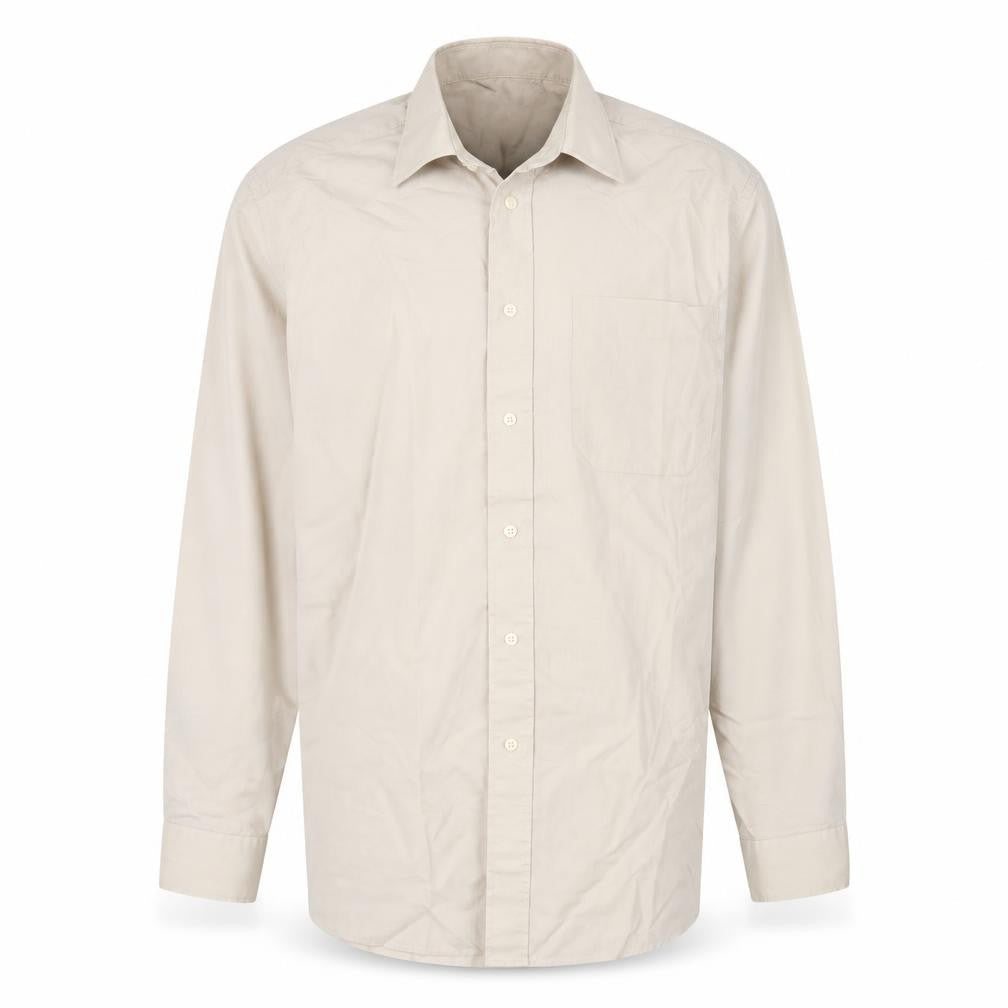 Mens UK Size 15 Debenhams Beige  Button-Up Long Sleeve Casual Shirt