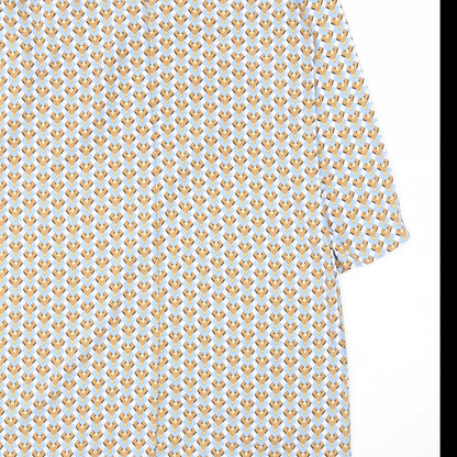 Primark Womens Yellow Geometric Polyester Shift  Size 12  Roll Neck Button