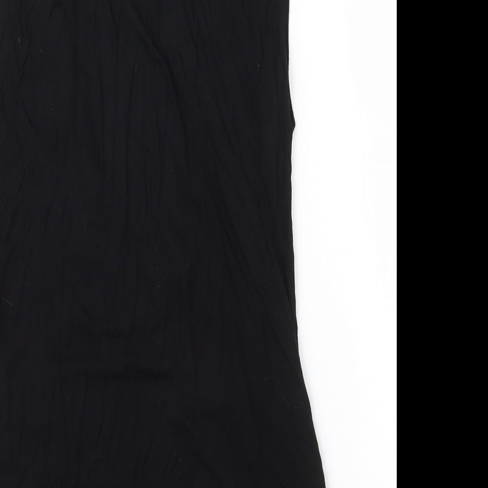 Brand and care label for LASCANA women’s black viscose basic blouse, size S, scoop neck
