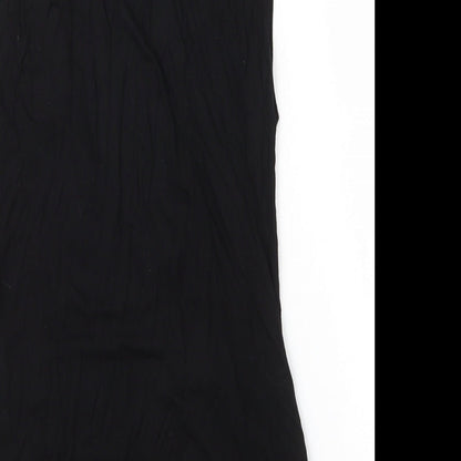 Brand and care label for LASCANA women’s black viscose basic blouse, size S, scoop neck