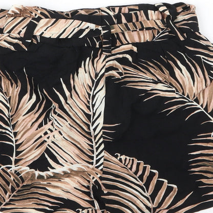 H&M Womens Beige Floral Viscose Paperbag Shorts Size 4  Regular Drawstring