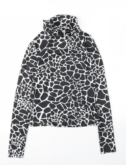 SheIn Womens Beige Animal Print Polyester Basic T-Shirt Size XS Roll Neck - Giraffe Print