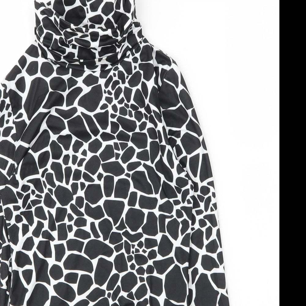 SheIn Womens Beige Animal Print Polyester Basic T-Shirt Size XS Roll Neck - Giraffe Print