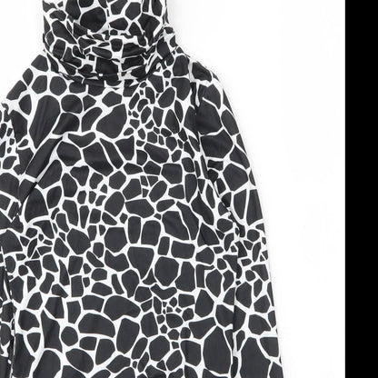 SheIn Womens Beige Animal Print Polyester Basic T-Shirt Size XS Roll Neck - Giraffe Print