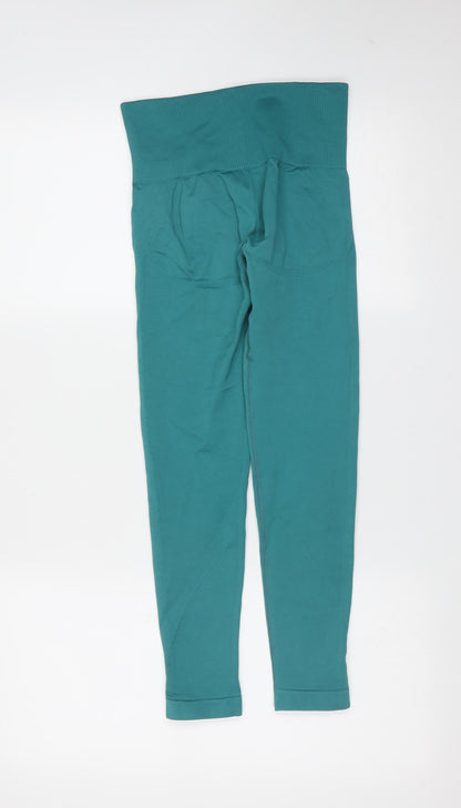 Preworn Womens Green  Polyester Blend Cropped Leggings Size 24 in L23 in Extra-Slim