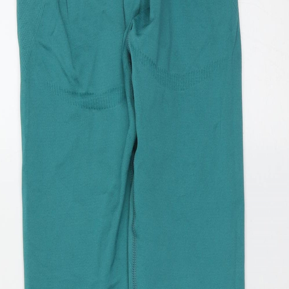 Preworn Womens Green  Polyester Blend Cropped Leggings Size 24 in L23 in Extra-Slim