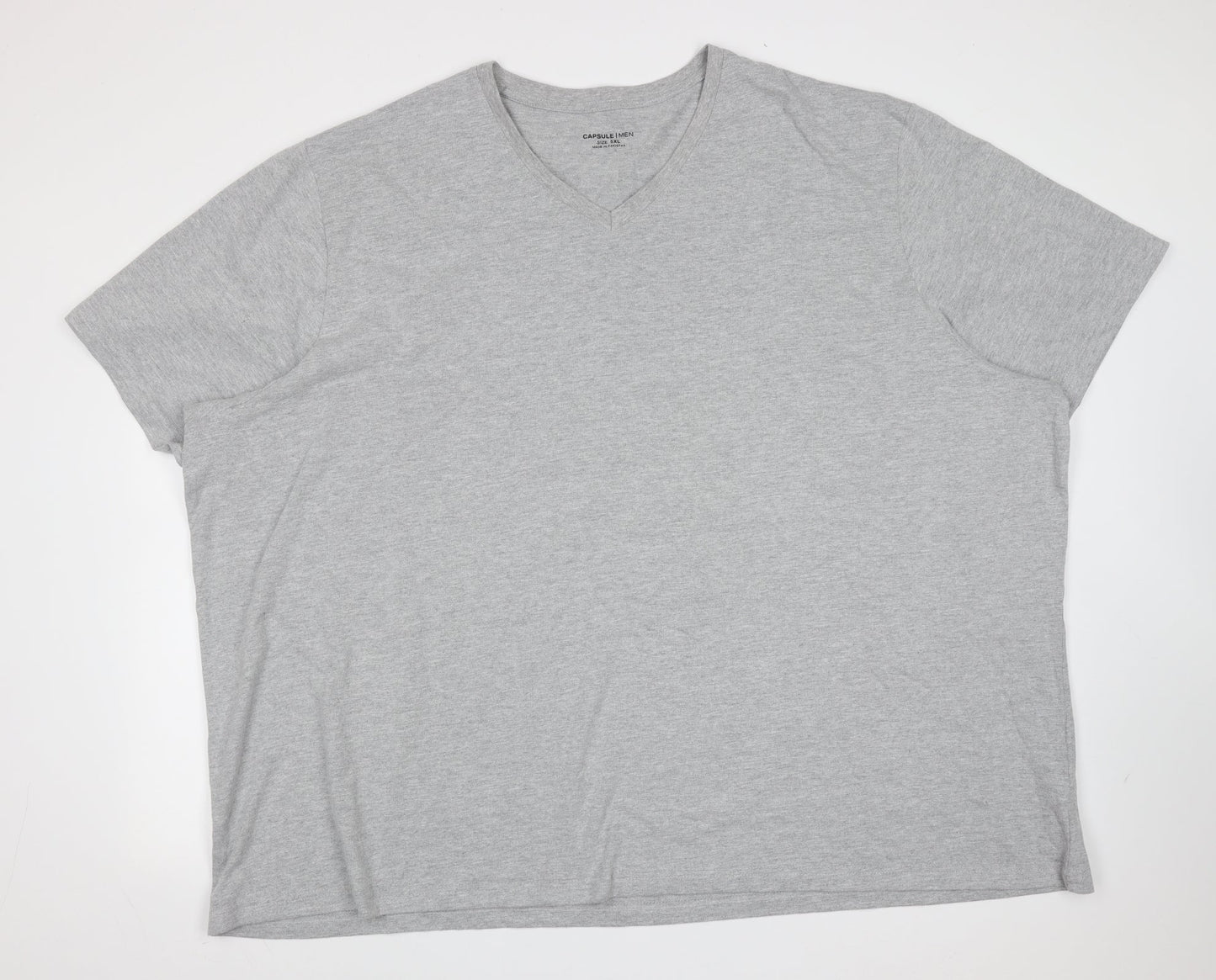 CAPSULE Mens Grey  Cotton  T-Shirt  V-Neck  - 5XL