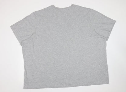 CAPSULE Mens Grey  Cotton  T-Shirt  V-Neck  - 5XL