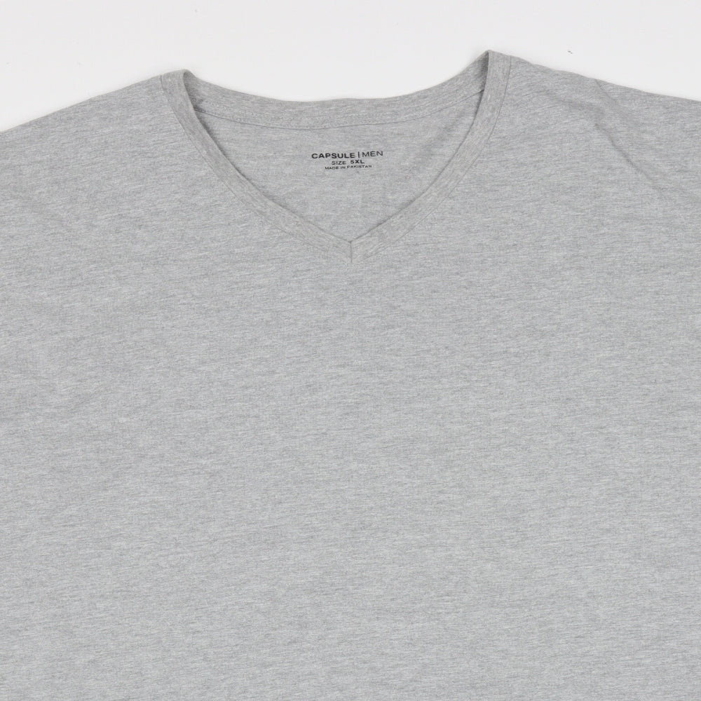 CAPSULE Mens Grey  Cotton  T-Shirt  V-Neck  - 5XL