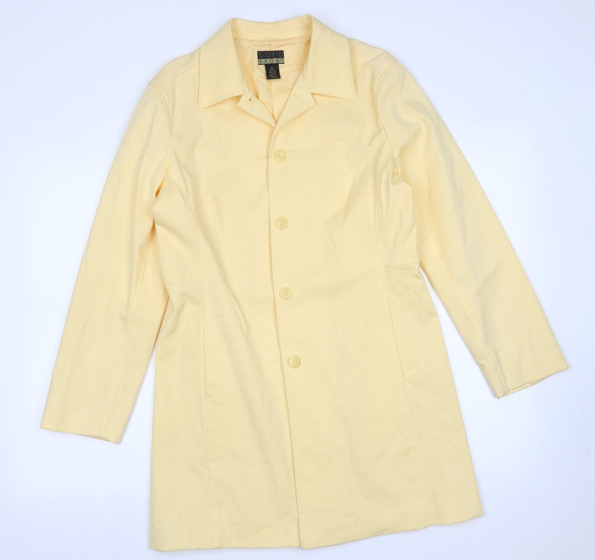 Additional front view of Sigrid Sport women’s yellow jacket, size UK 6, button