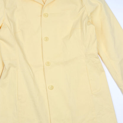 Brand and care label for Sigrid Sport women’s yellow jacket, size UK 6, button