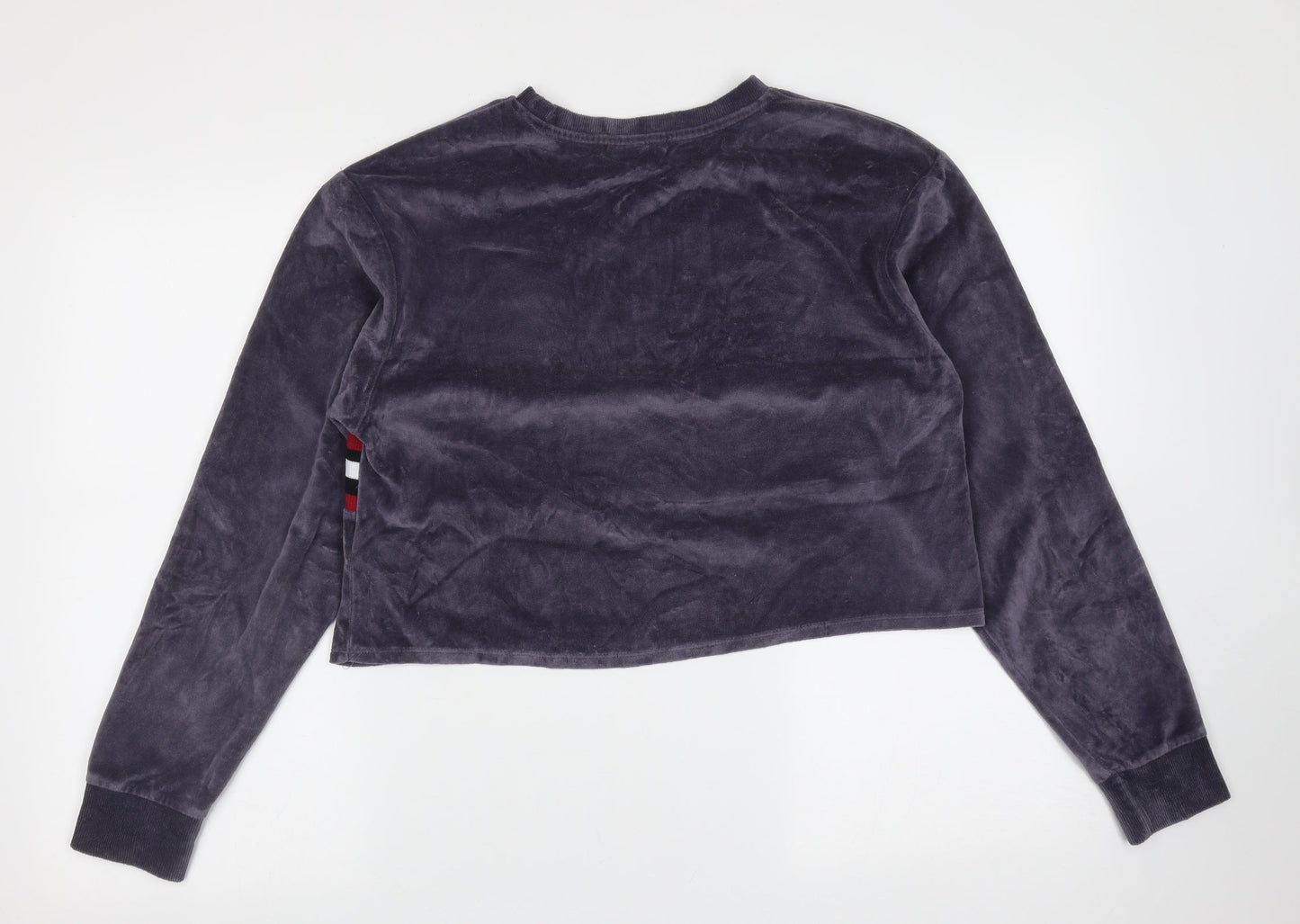 Topshop Womens Purple Striped Cotton Pullover Sweatshirt Size 8   - cropped