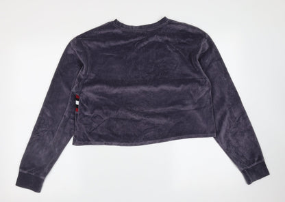 Topshop Womens Purple Striped Cotton Pullover Sweatshirt Size 8   - cropped
