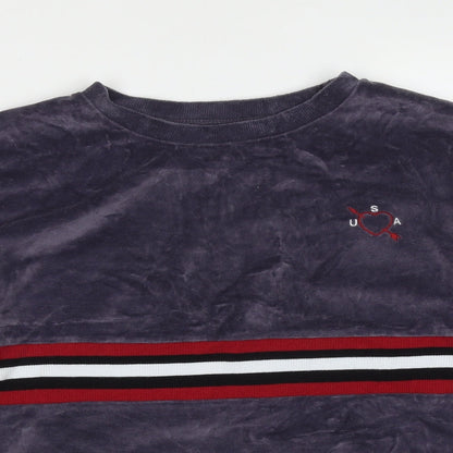 Topshop Womens Purple Striped Cotton Pullover Sweatshirt Size 8   - cropped