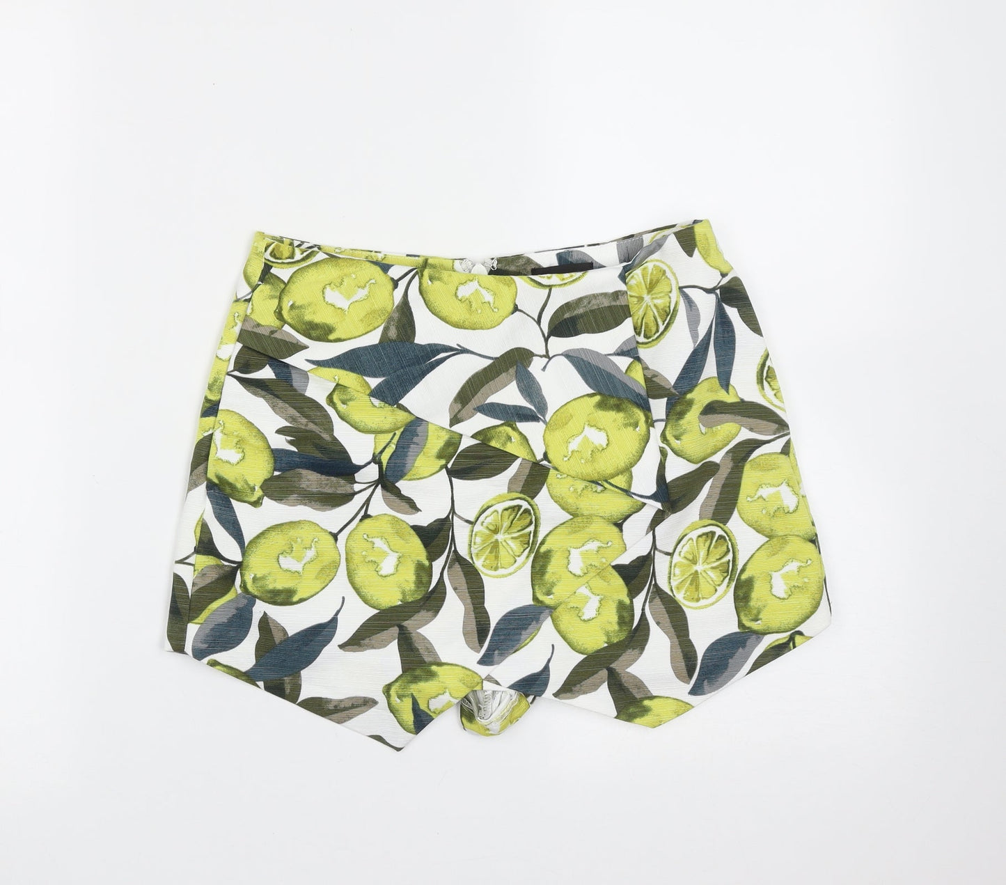 Topshop Womens White  Polyester Hot Pants Shorts Size 8  Regular  - Fruit print
