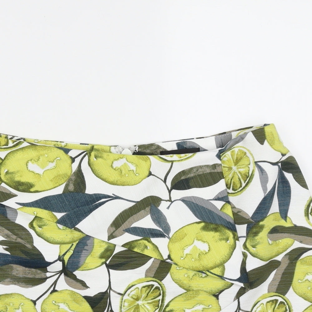 Topshop Womens White  Polyester Hot Pants Shorts Size 8  Regular  - Fruit print