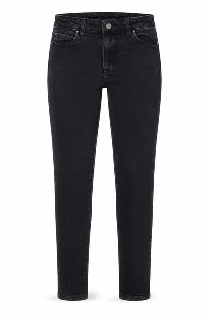 Front view of ASOS women’s grey cotton skinny jeans, size UK 28, in, 29-inch leg extra-slim zip