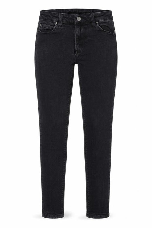 Front view of ASOS women’s grey cotton skinny jeans, size UK 28, in, 29-inch leg extra-slim zip