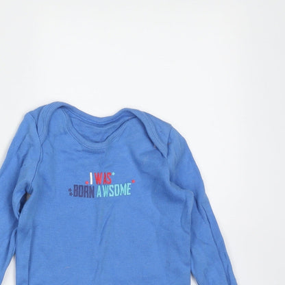 F&F Boys Blue  Cotton Babygrow One-Piece Size 6-9 Months   - born awesome
