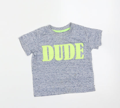 Mini Rebel Boys Blue  Polyester Basic T-Shirt Size 12-18 Months Round Neck  - dude
