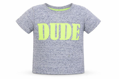 Front view of Mini Rebel boys’ blue polyester basic t-shirt, size 12-18, months round neck - dude