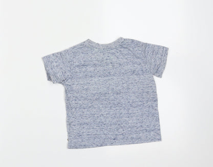 Mini Rebel Boys Blue  Polyester Basic T-Shirt Size 12-18 Months Round Neck  - dude