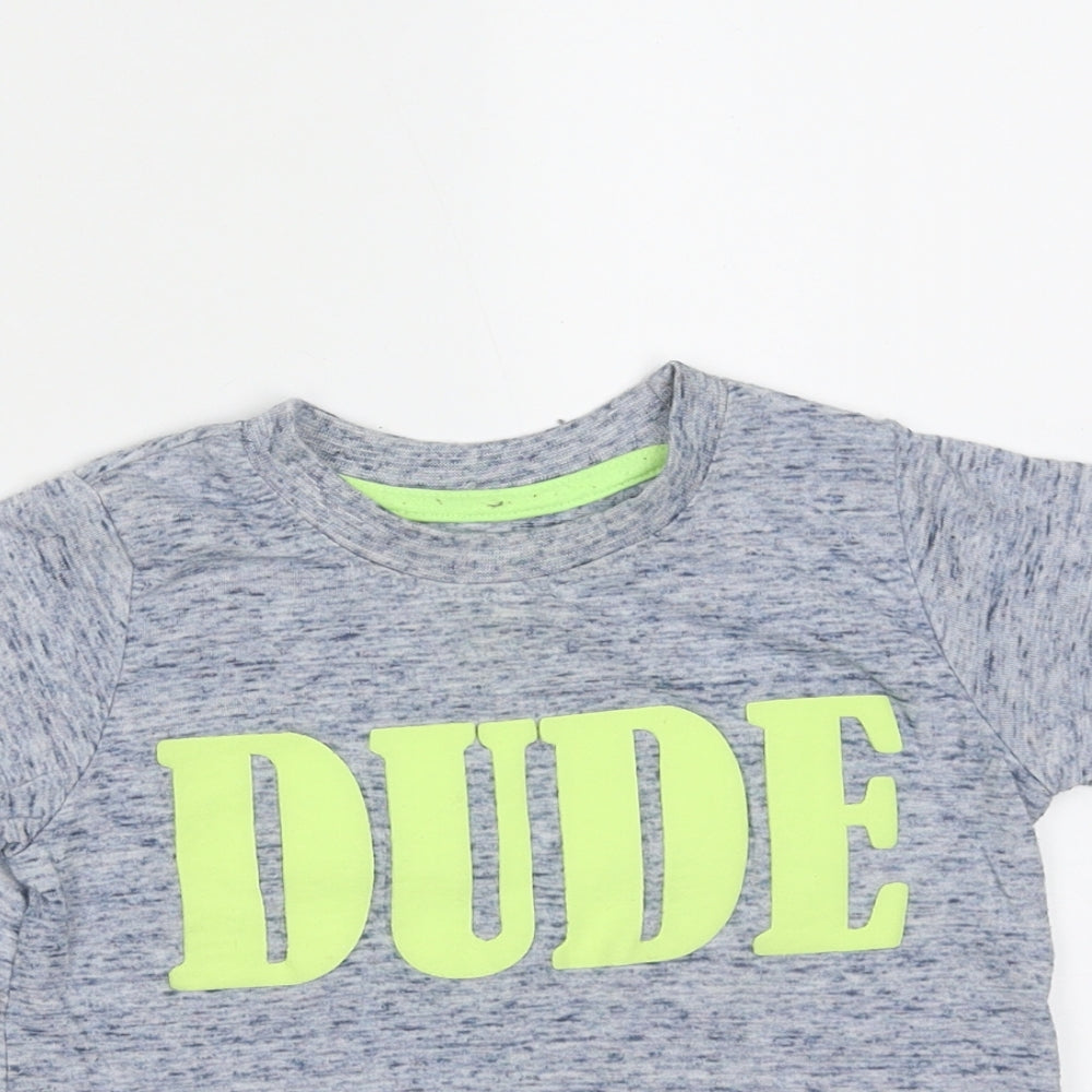 Mini Rebel Boys Blue  Polyester Basic T-Shirt Size 12-18 Months Round Neck  - dude