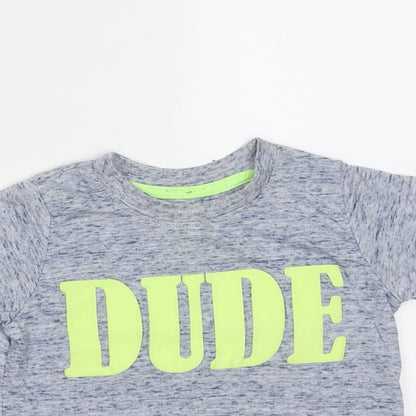 Mini Rebel Boys Blue  Polyester Basic T-Shirt Size 12-18 Months Round Neck  - dude