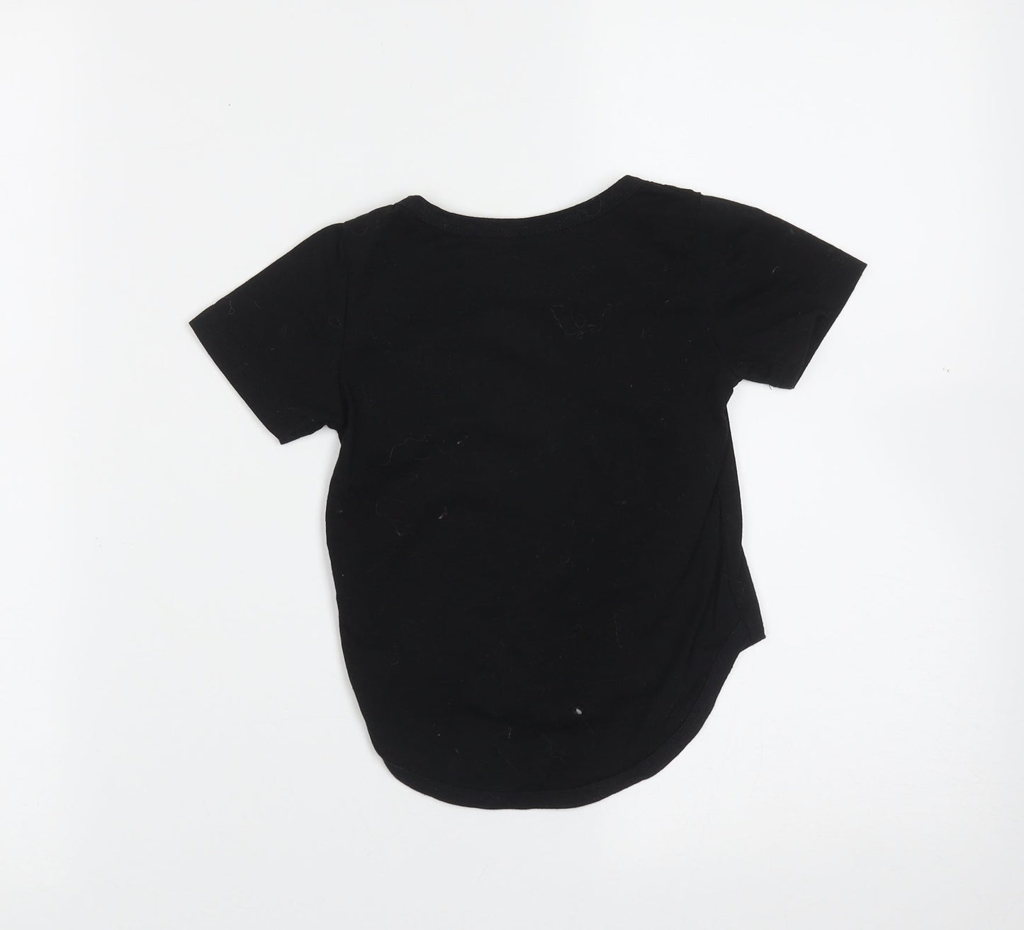Vogue Fashion Girls Black  Cotton Blend Basic T-Shirt Size 12 Months Round Neck  - Triangle