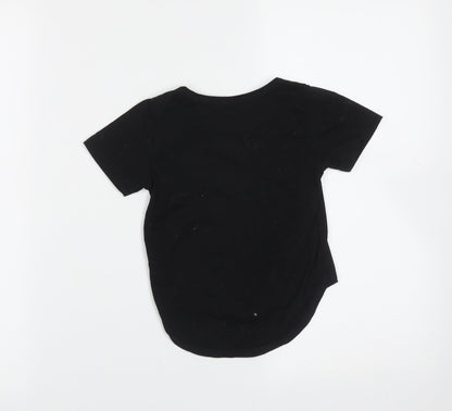 Vogue Fashion Girls Black  Cotton Blend Basic T-Shirt Size 12 Months Round Neck  - Triangle