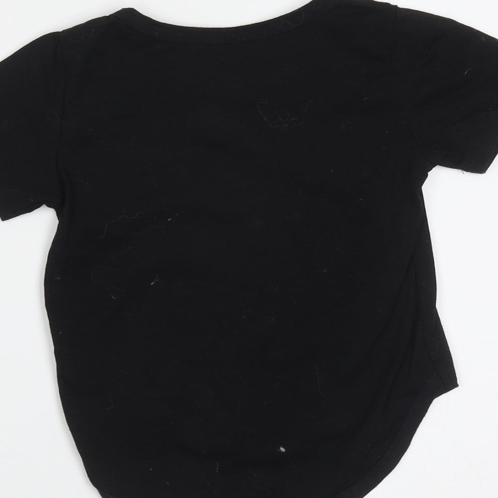 Vogue Fashion Girls Black  Cotton Blend Basic T-Shirt Size 12 Months Round Neck  - Triangle