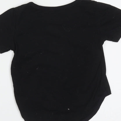 Vogue Fashion Girls Black  Cotton Blend Basic T-Shirt Size 12 Months Round Neck  - Triangle
