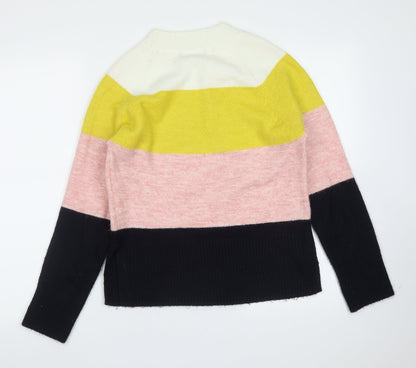 F&F Womens Multicoloured Round Neck Striped Acrylic Pullover Jumper Size 8